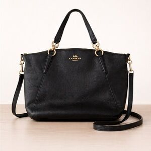 Coach Kelsey Crossbody Bag Black Pebbled Leather Gold Hardware F36675